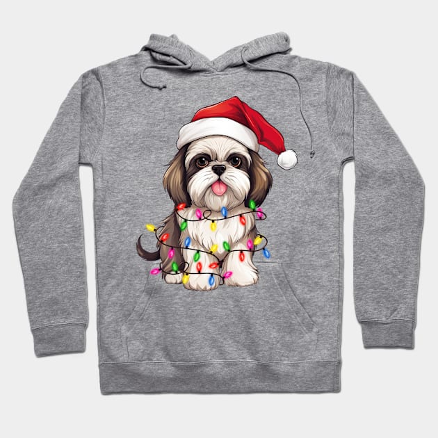 Christmas Shih Tzu Hoodie by Chromatic Fusion Studio